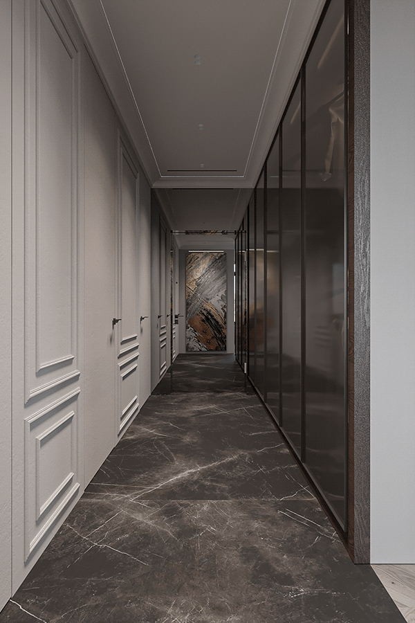 106㎡高级灰色系简约风公寓设计-10