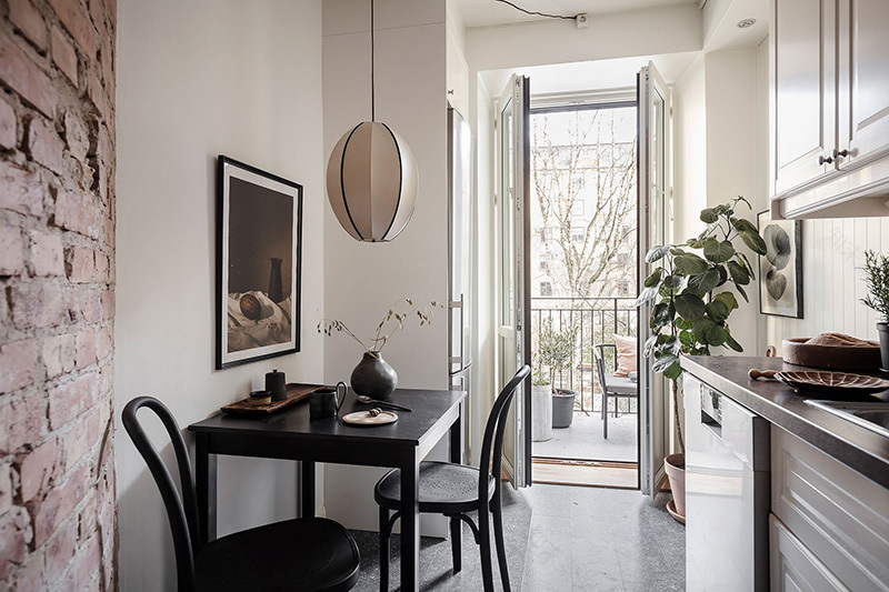 哥德堡 51 平米时尚公寓 | 灰墙砖厨、复古走廊,小空间大创意-20