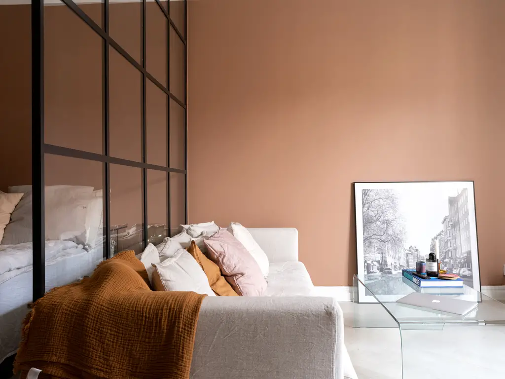 Un studio de 37m2 couleur terracotta et sa chambre vitrée-8