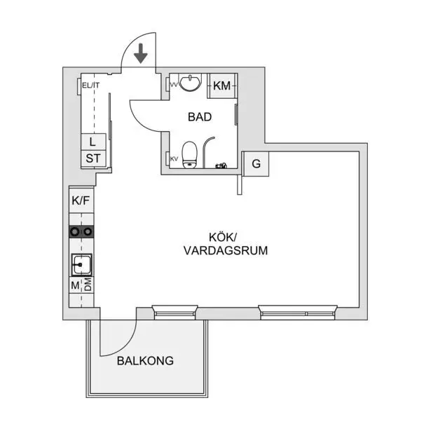 瑞典 34m2 现代工作室,绿意盎然,宽敞明亮-19