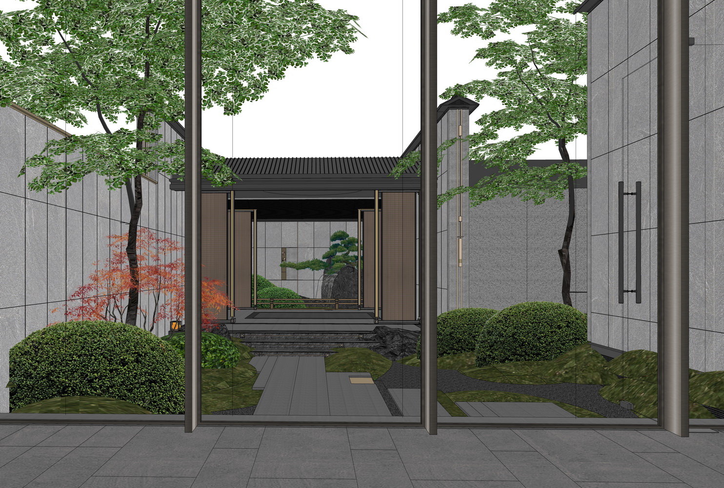 建发璞云新中式示范区景观SU模型-3