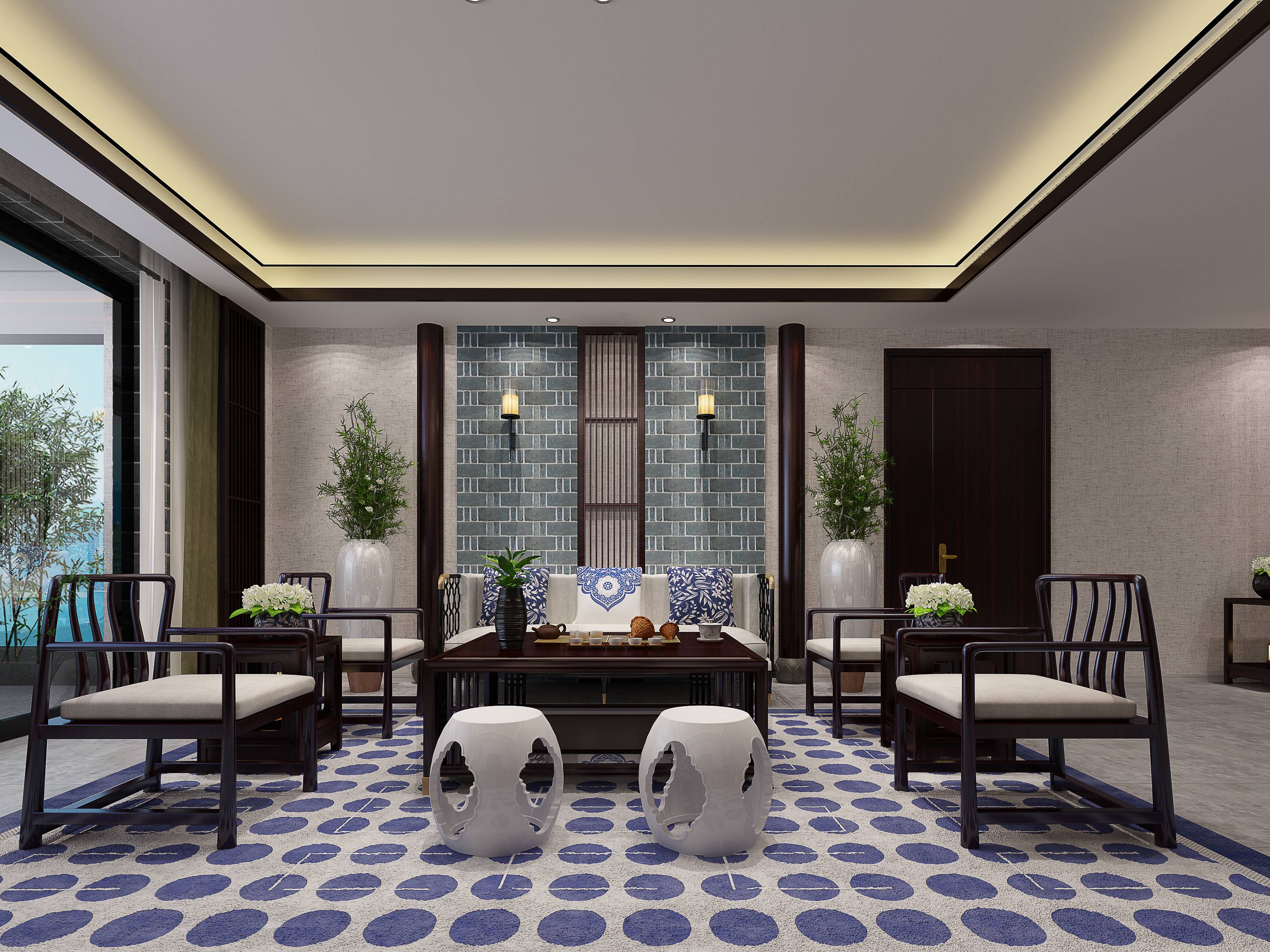 新中式 中式古典 奢华家装别墅样板房-2-20