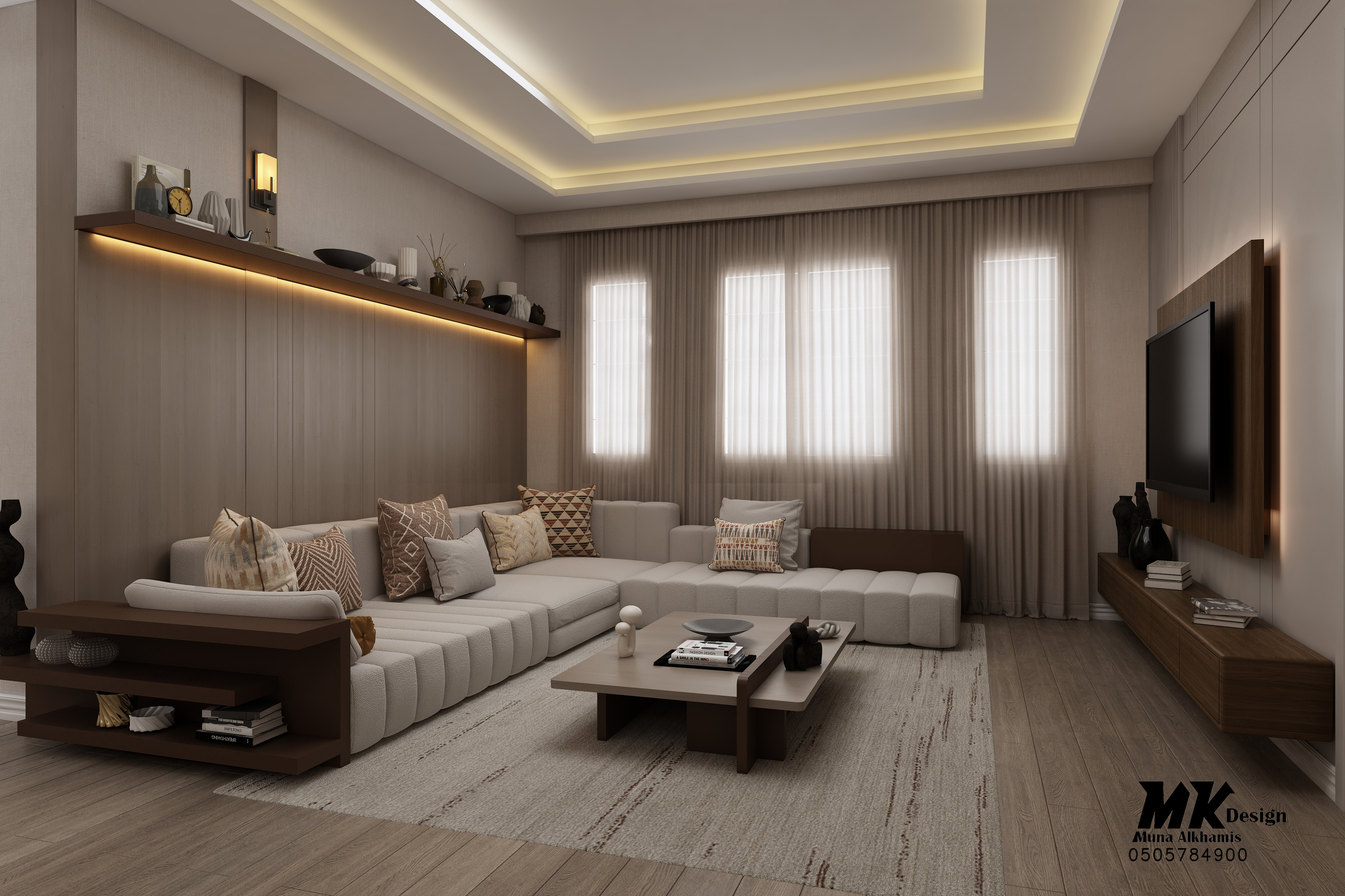 现代家庭客厅设计丨Muna Al khamis Design,Mk design-19