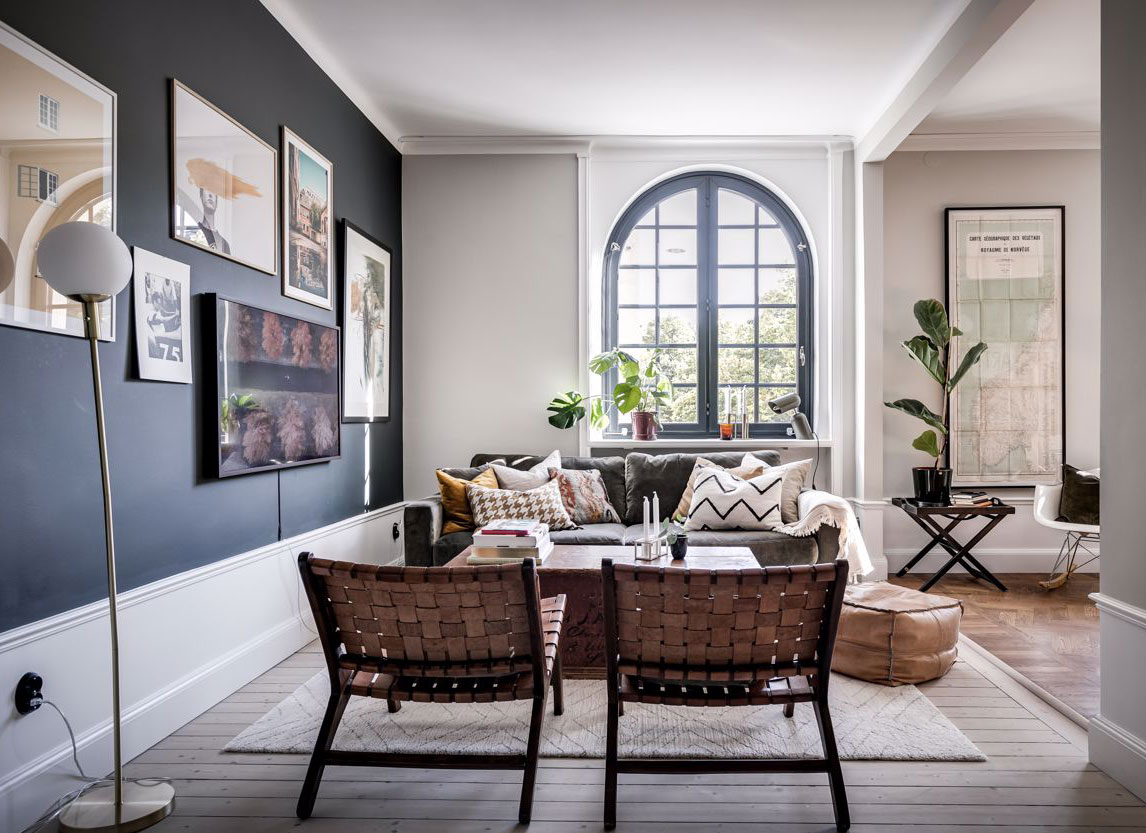 瑞典 73 平米公寓的色彩艺术-1