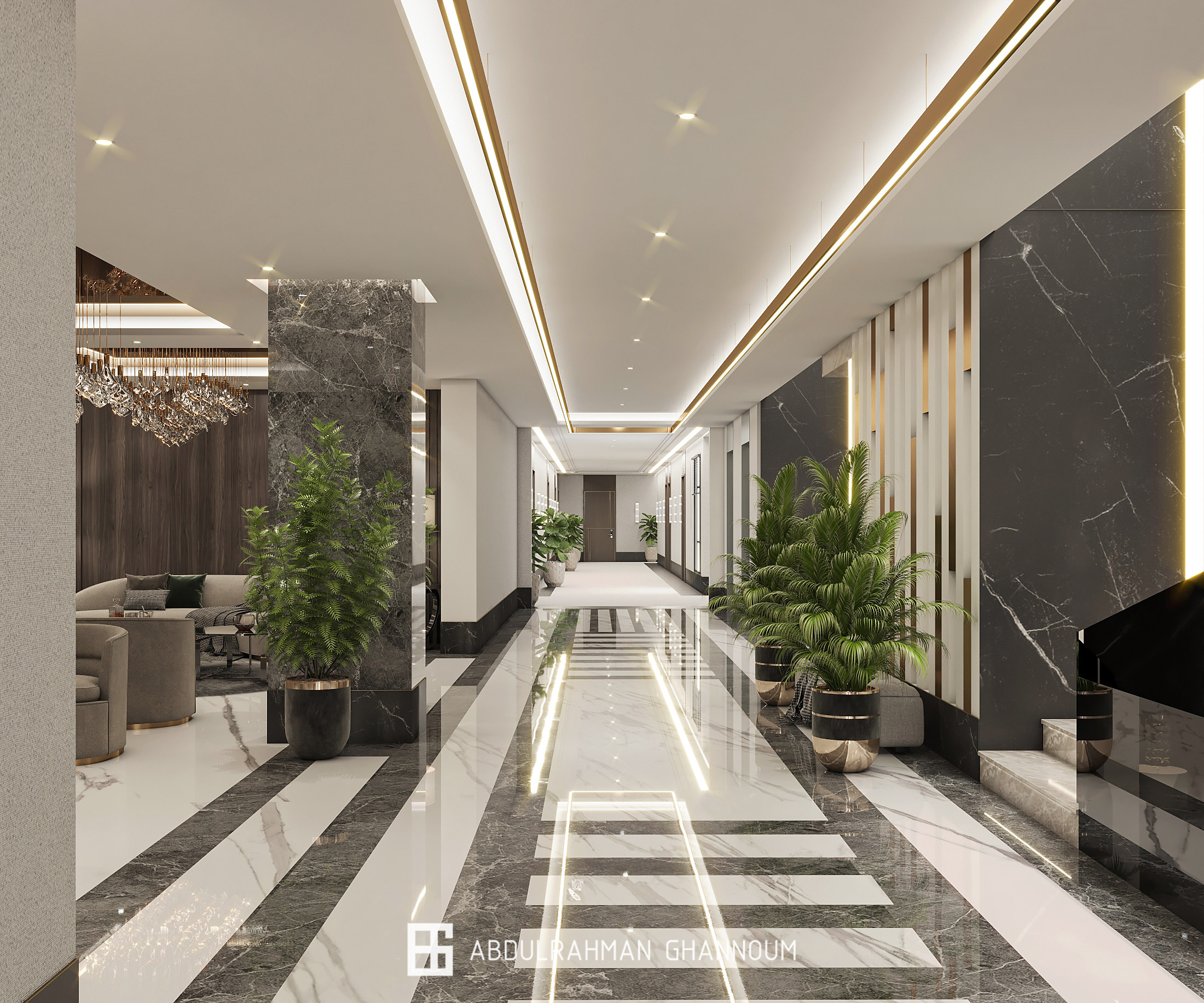 酒店大堂和走廊设计丨Eng. Abdulrahman Ghannoum-7