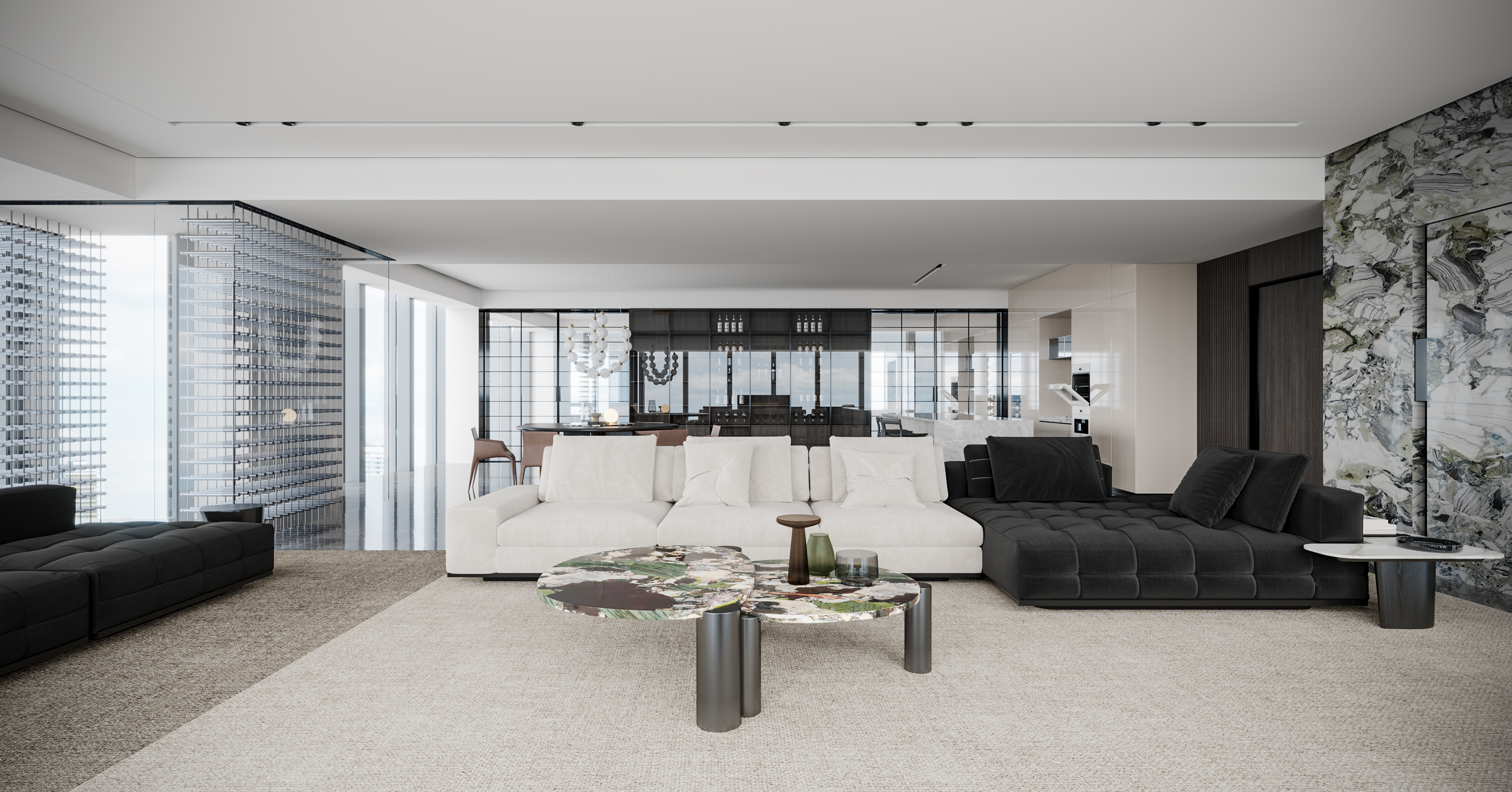 现代风格大平层家装效果丨冈舍效果图表现-7