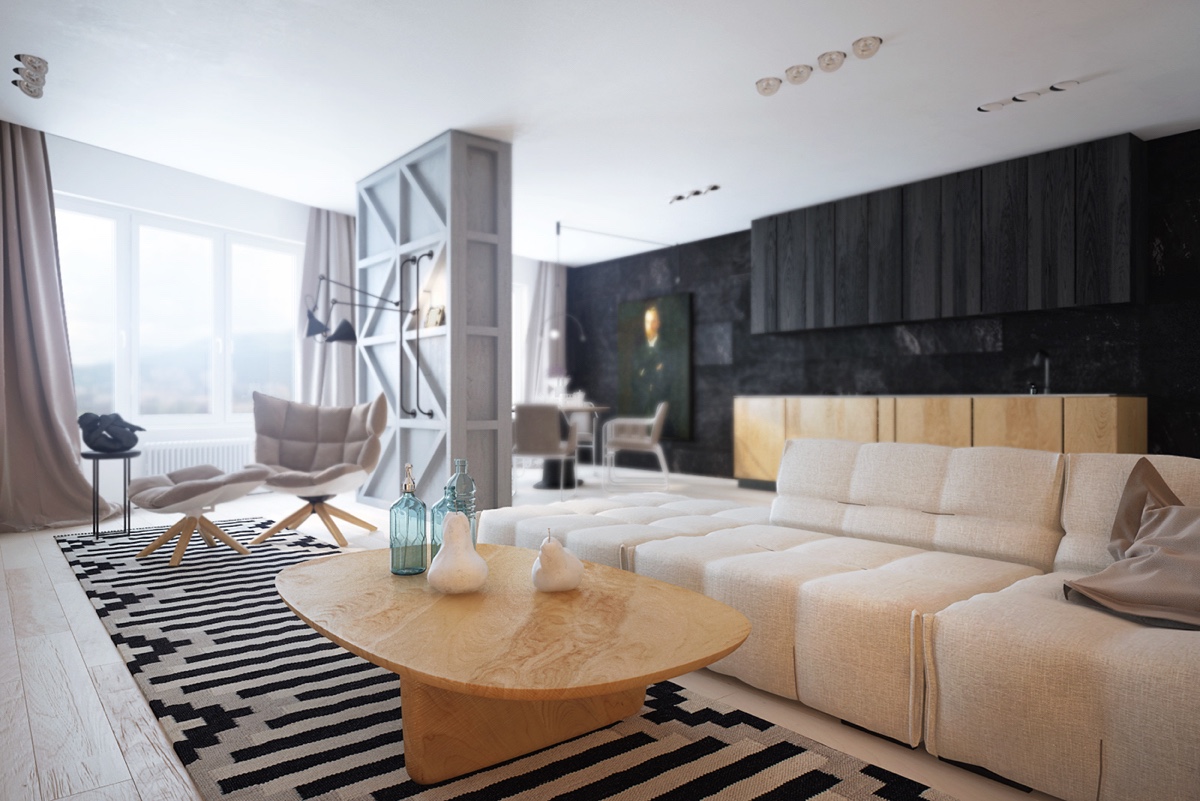 当代黑白木元素家居室内设计-9