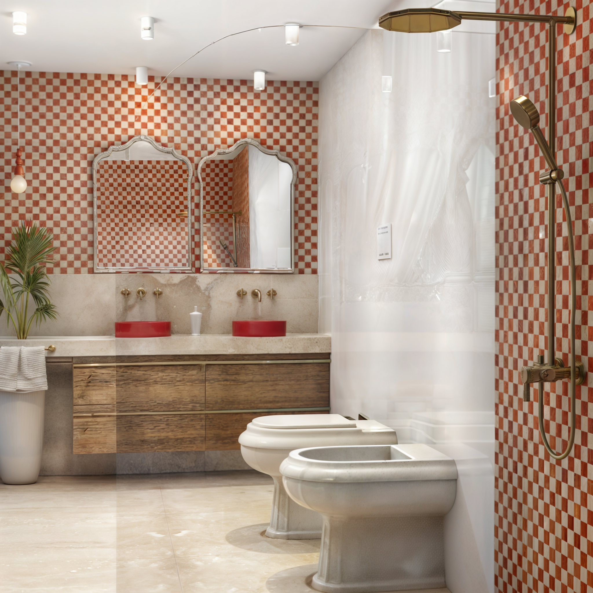 深红色浴室改造丨Aldana Crava-3