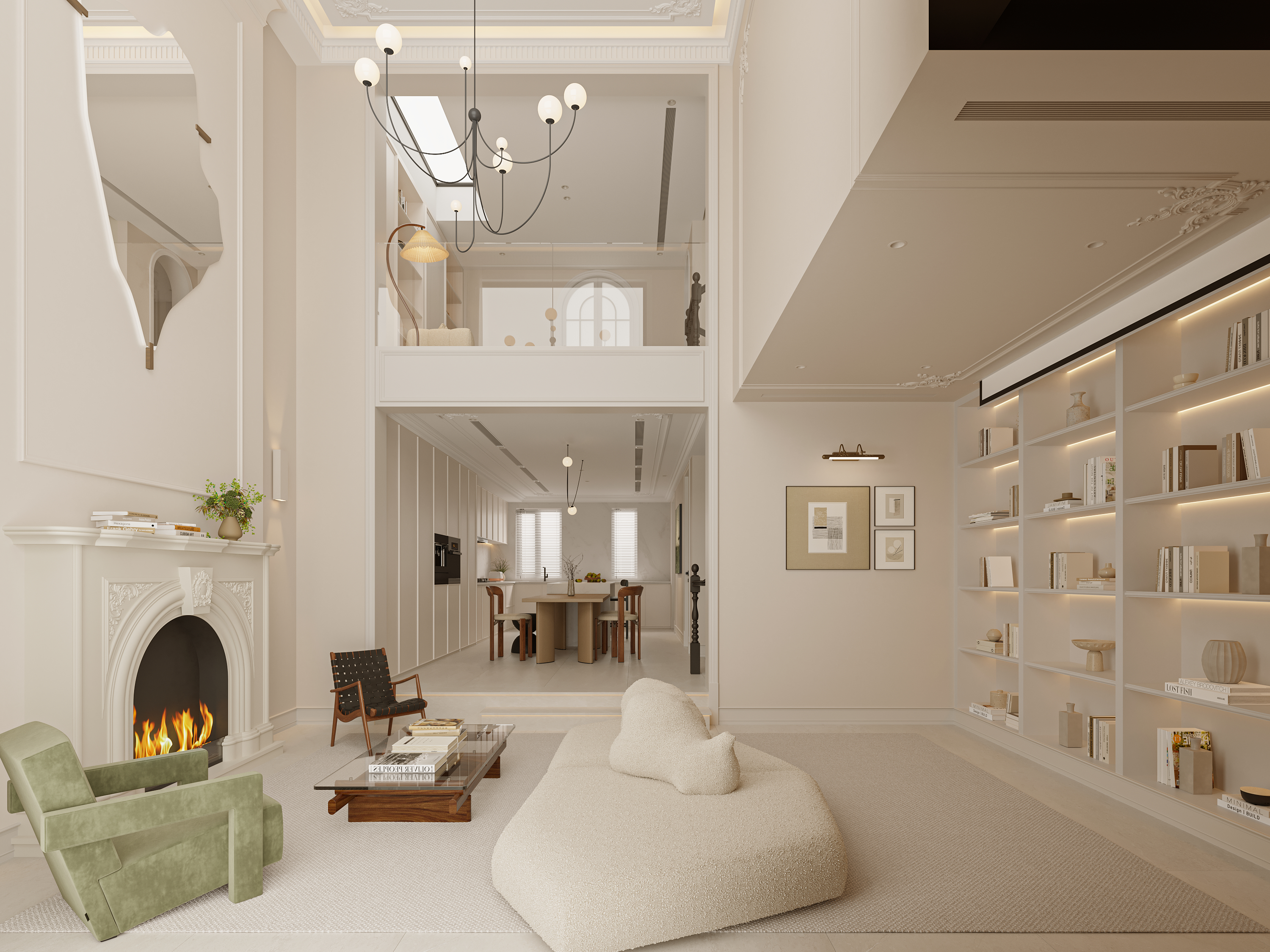 别墅轻法奶油风丨中国洛阳丨井外空间-11