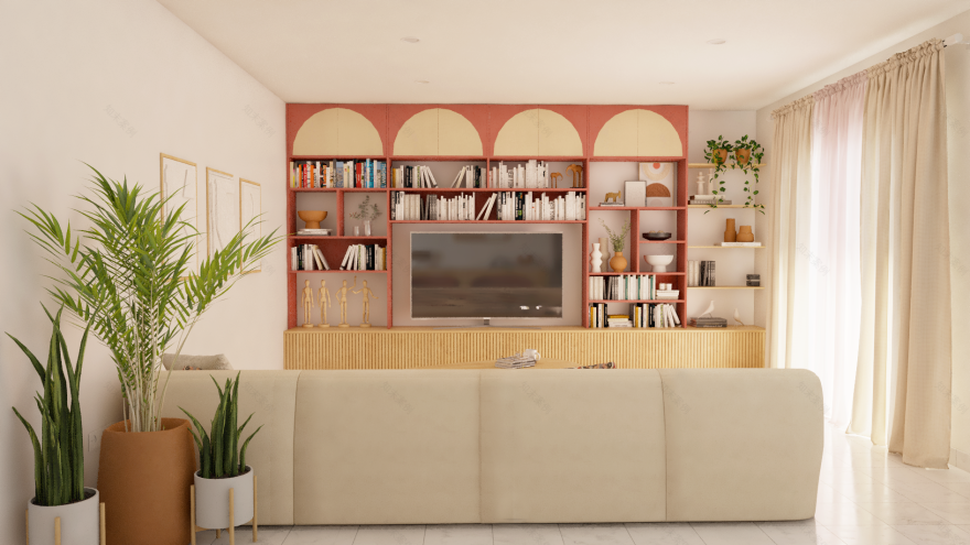 客厅 餐厅 厨房空间装饰提案与3D可视化-5