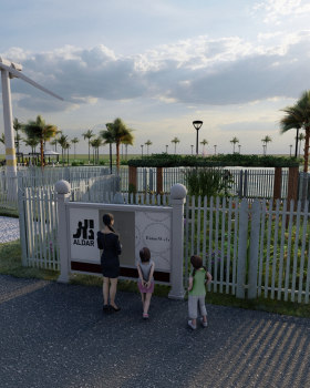 portray a nature-based wastewater treatment system.