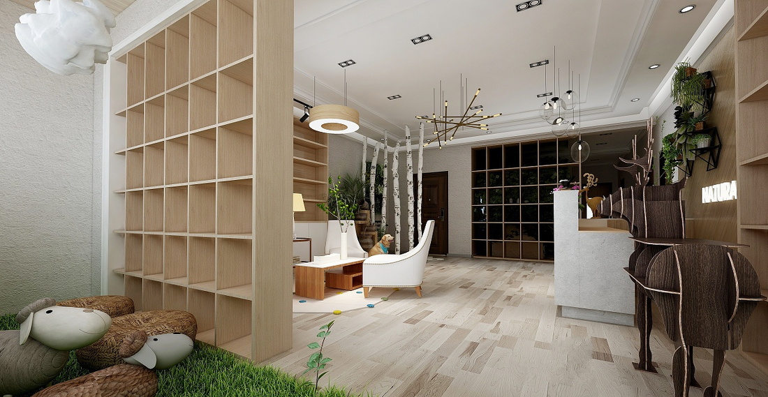 
欧式原木风产销店铺装修案例效果图 -0