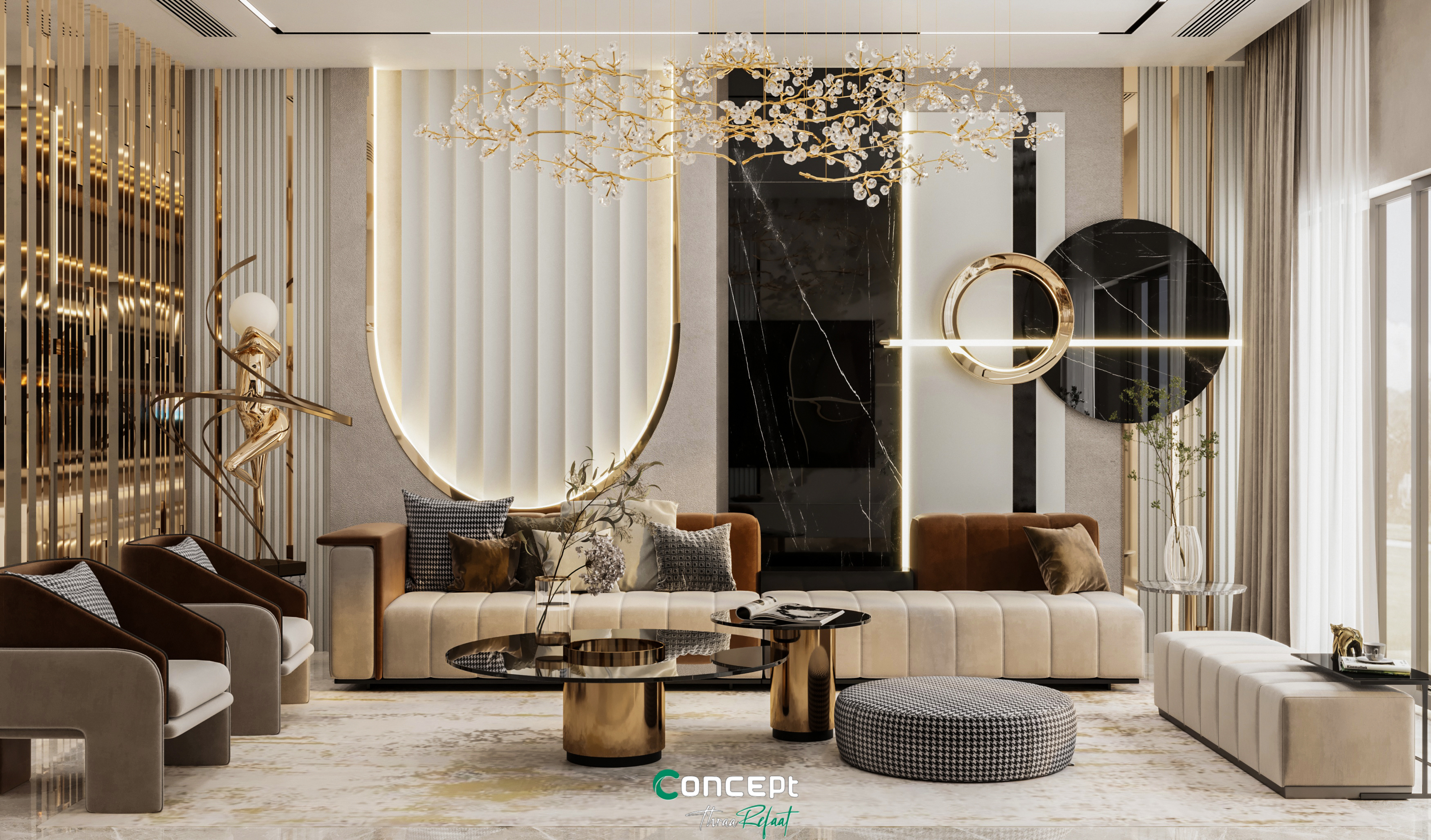 Modern living area with bar-1