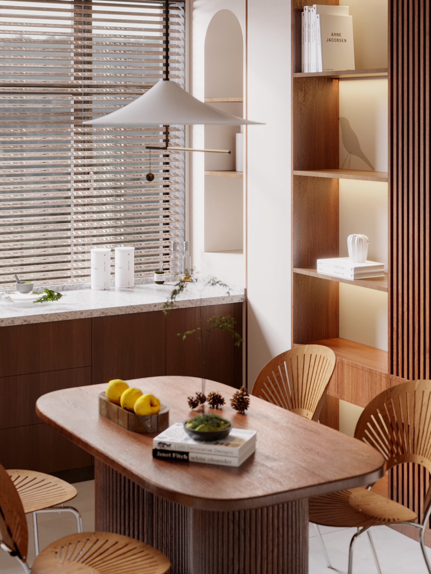 奶油中古风别墅效果图方案-3