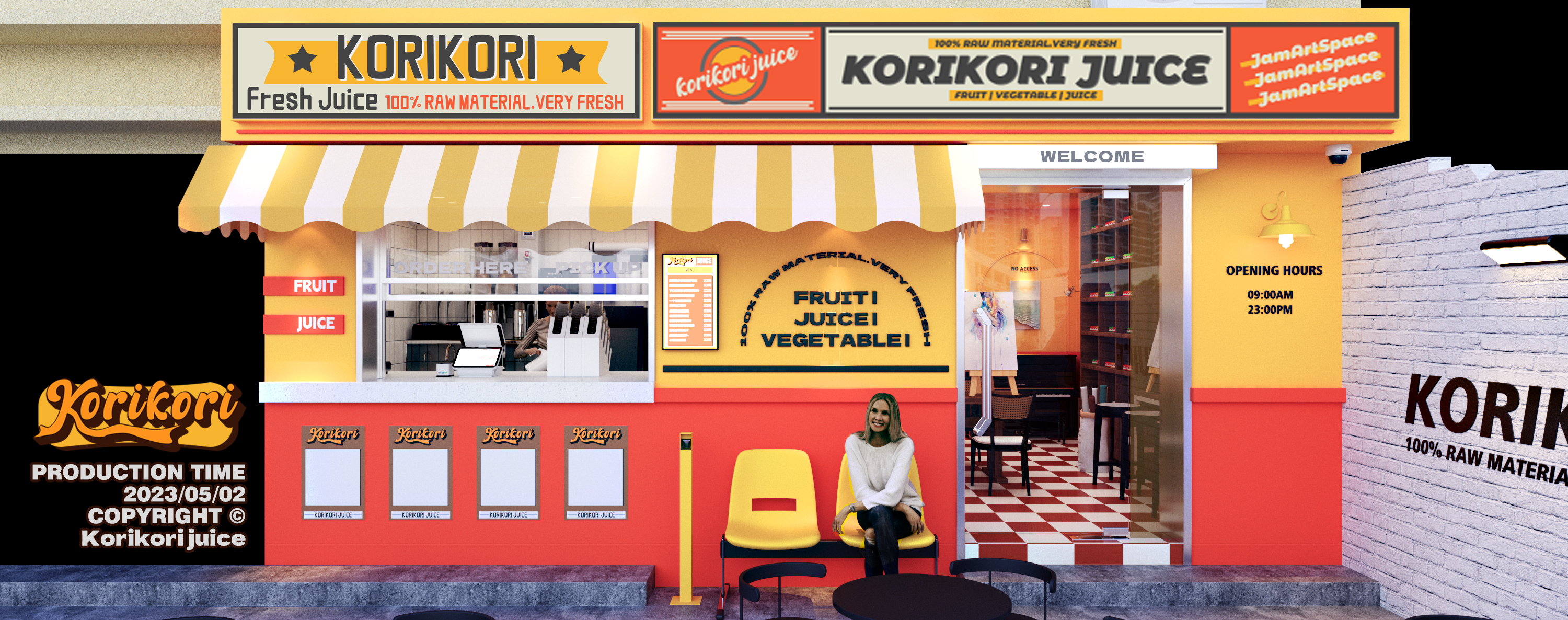 korikori juice可妍鲜榨蔬果汁#商业门头设计#美式复古-1