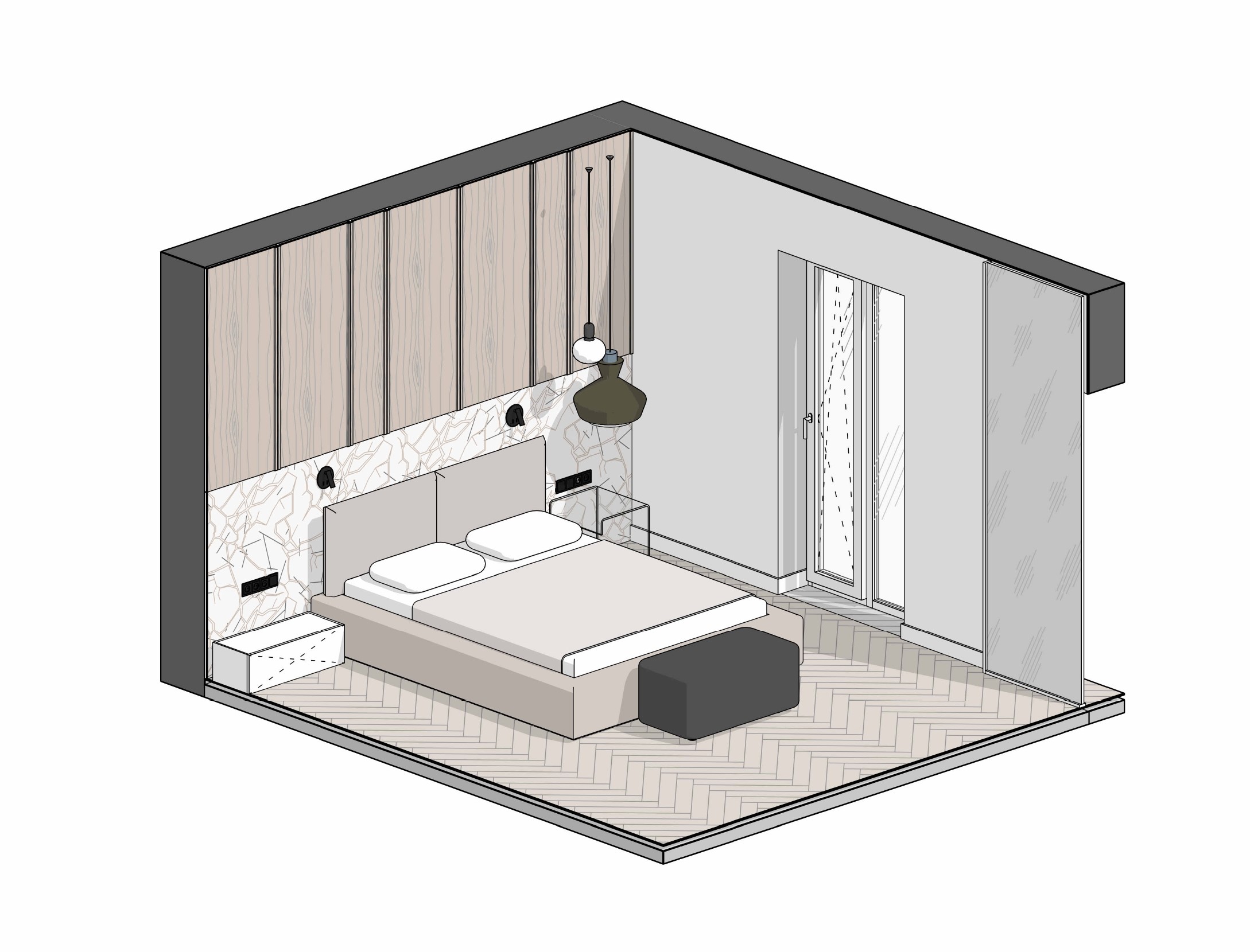 卧室与步入式衣帽间设计丨乌克兰丨Iryna Didenko-9