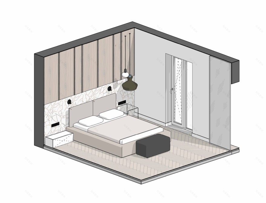 卧室与步入式衣帽间设计丨乌克兰丨Iryna Didenko-9