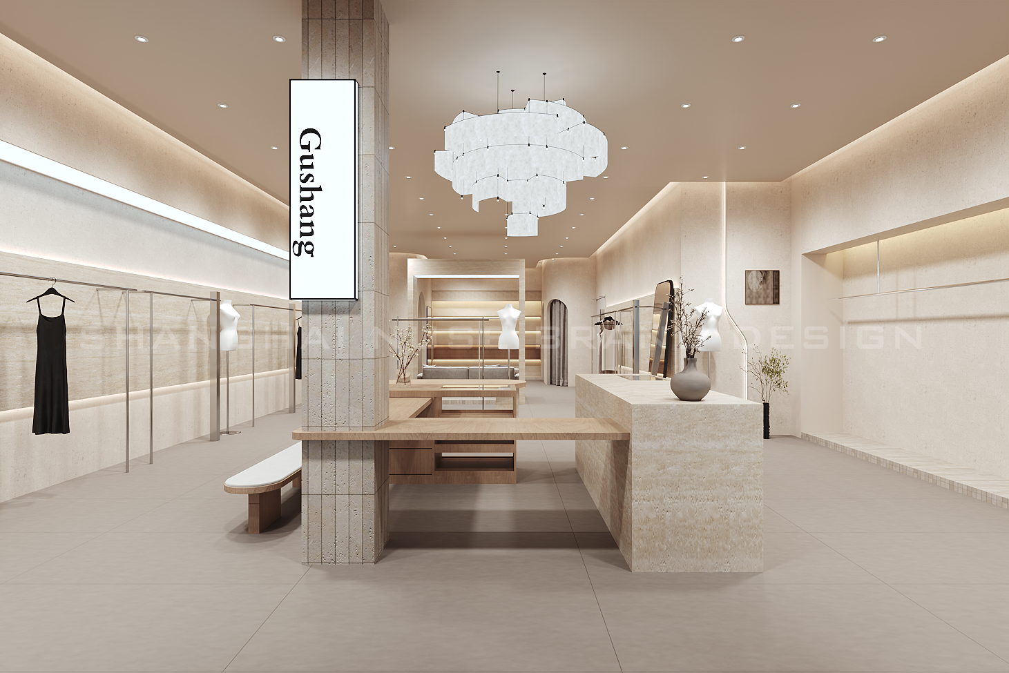 洞石+木作的温柔暴击！女装店凭“质感空间”直接封神-2