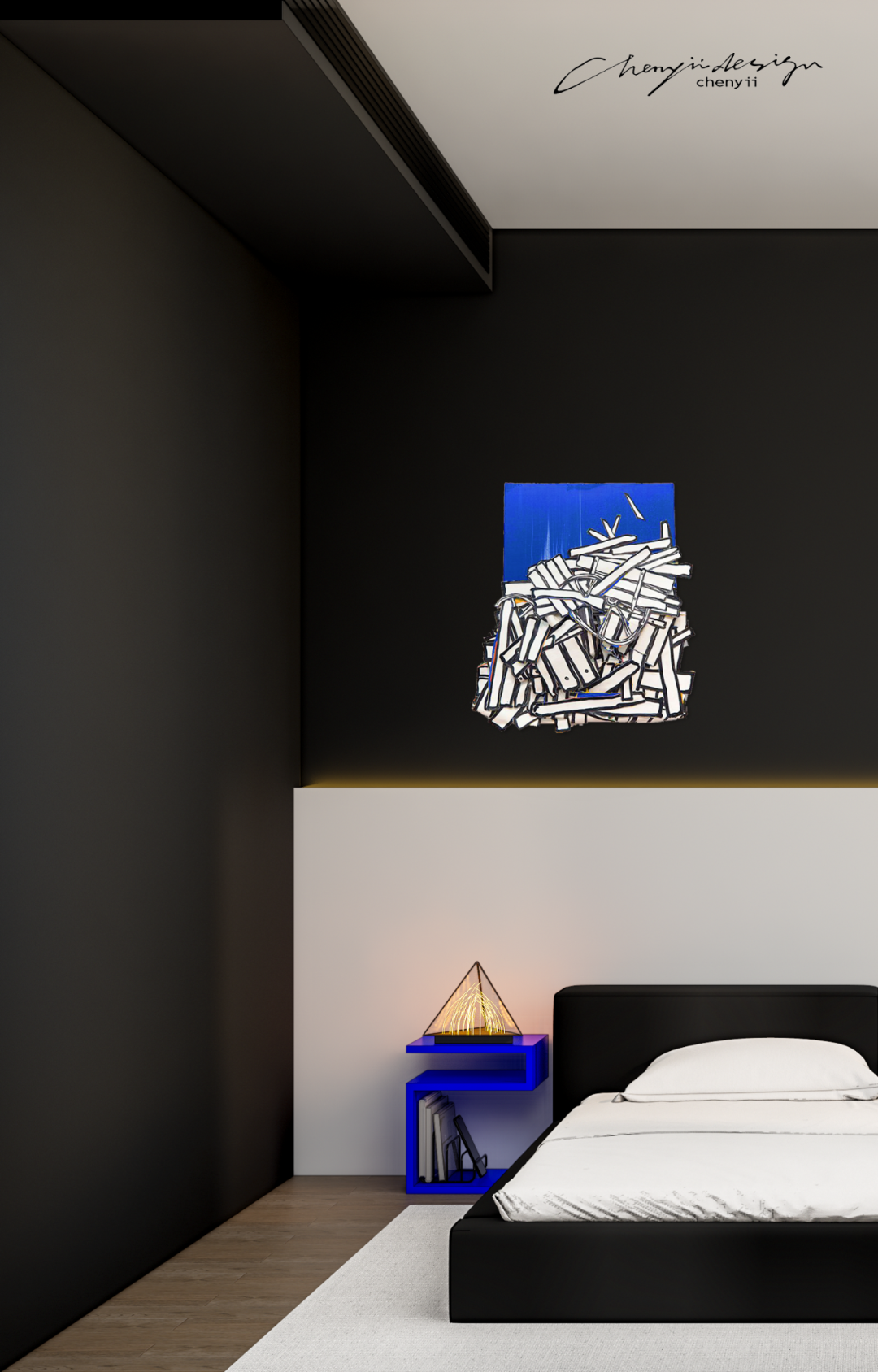 蓝调时刻 · 法式优雅与极简主义的完美融合丨中国洛阳丨忱意空间设计研究室-15