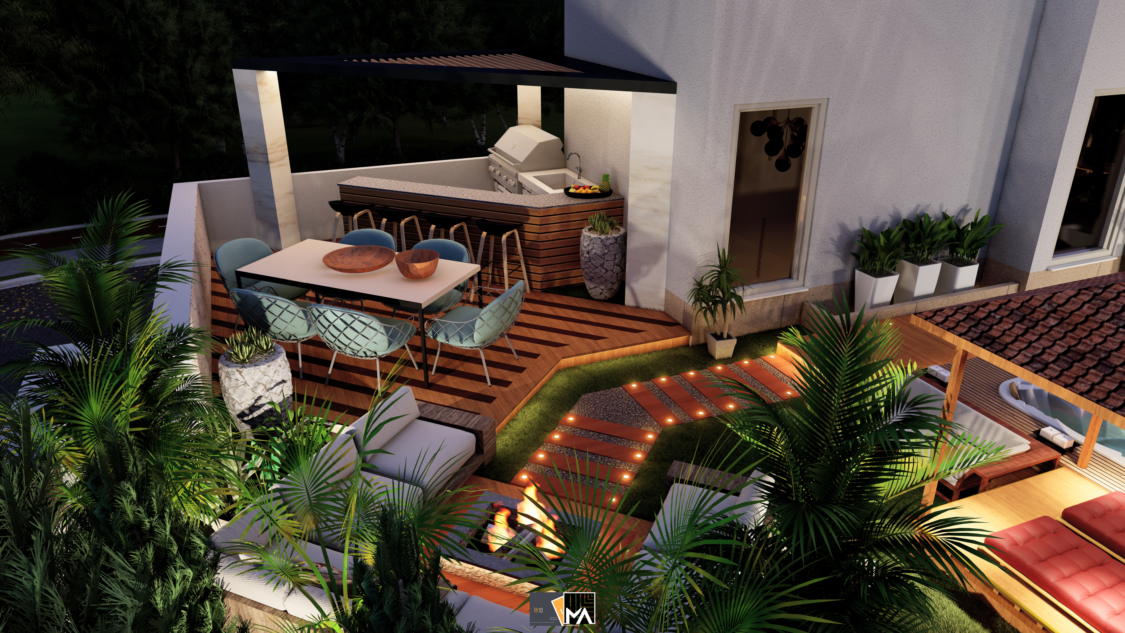 屋顶景观别墅棕榈山丨TRIO INTERIORS-11