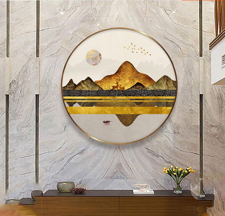 沙发背景墙装饰画玄关圆形画餐厅挂画-3