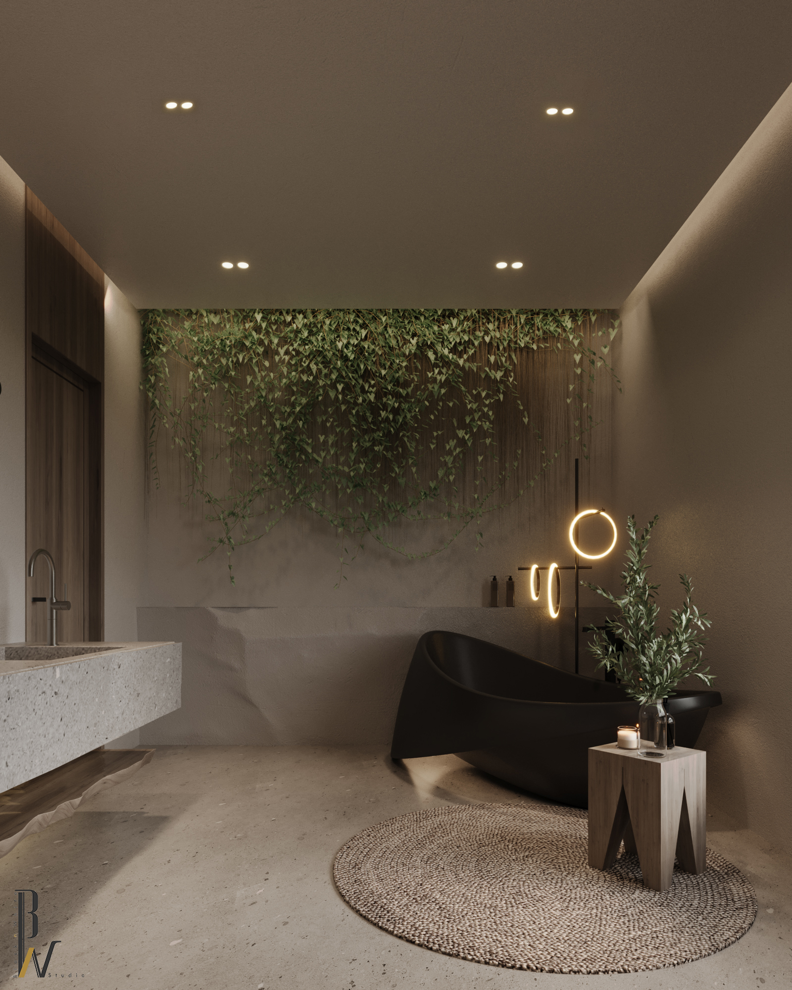 Modern 风格浴室设计丨阿联酋丨Black N White-14