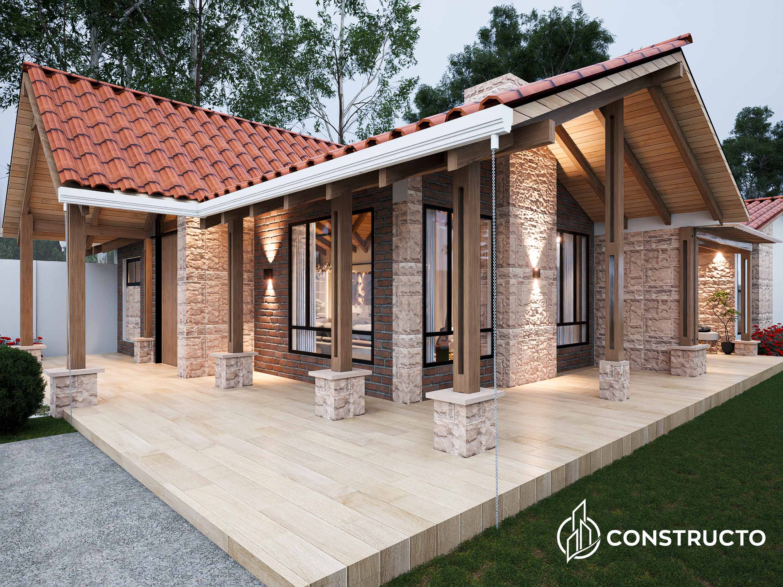 VIVIEND MADERA TEJA Y LADRILLO-1