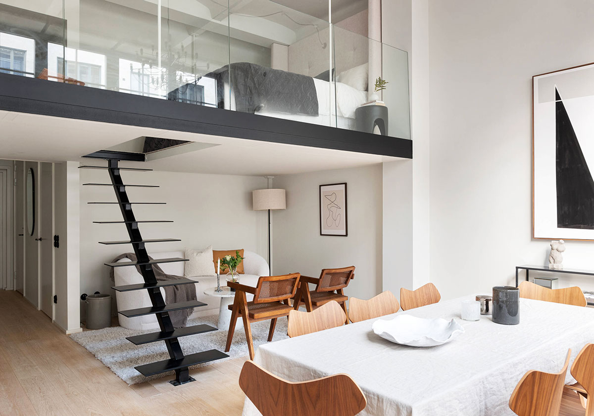 斯德哥尔摩工业风复式公寓设计-1