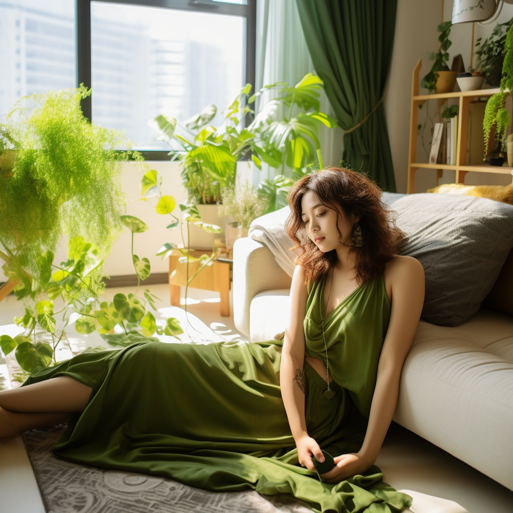 绿色沙发模特-11