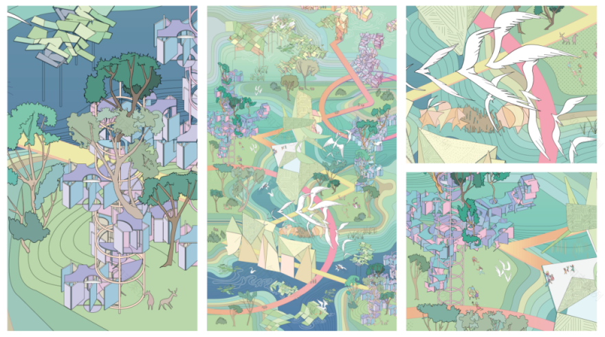 UIUC建筑大一惊艳课设!“几何动词+动态响应”打造共生建筑装置!-23