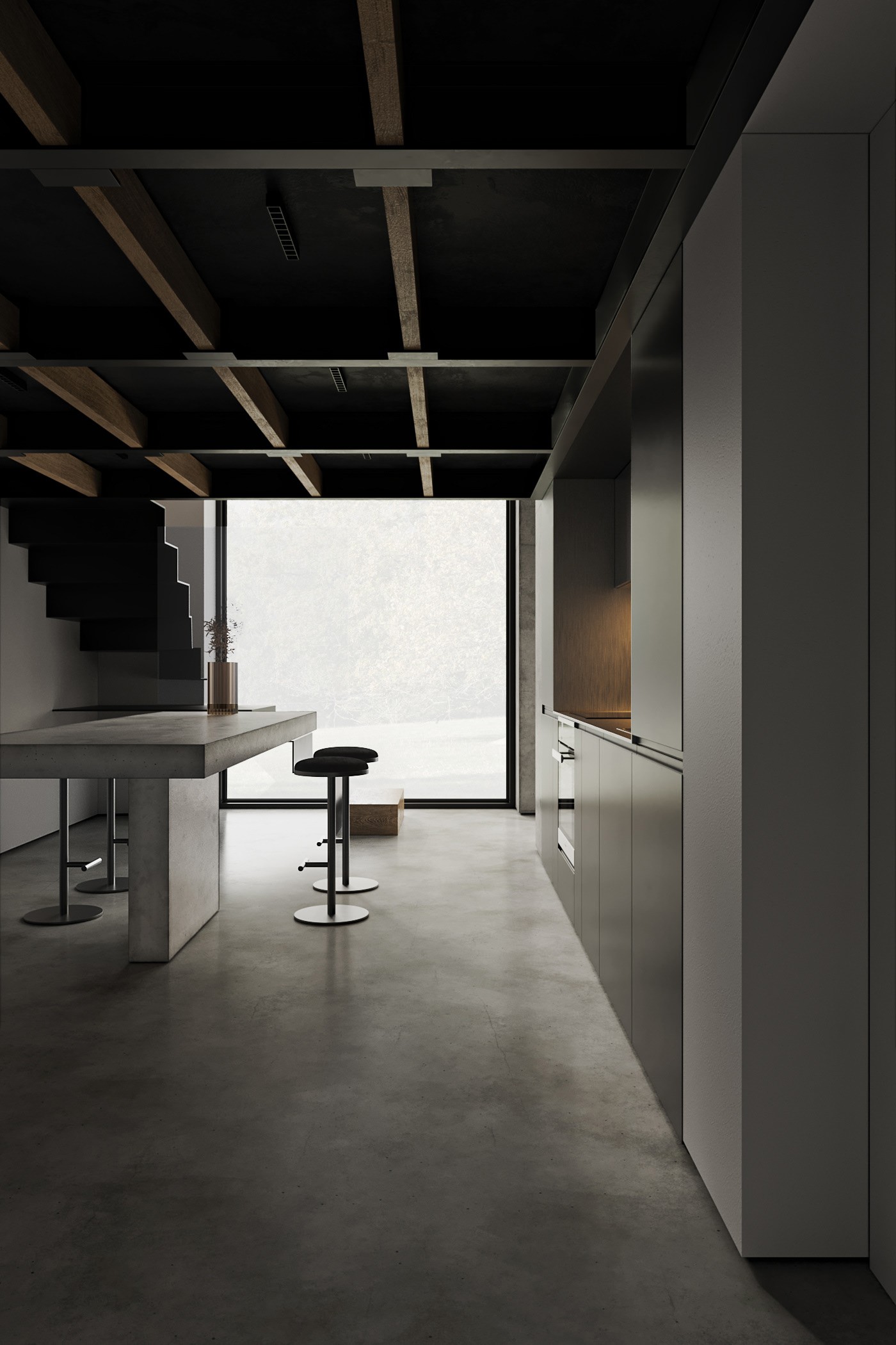 100㎡黑色系住宅设计 超有质感！-7