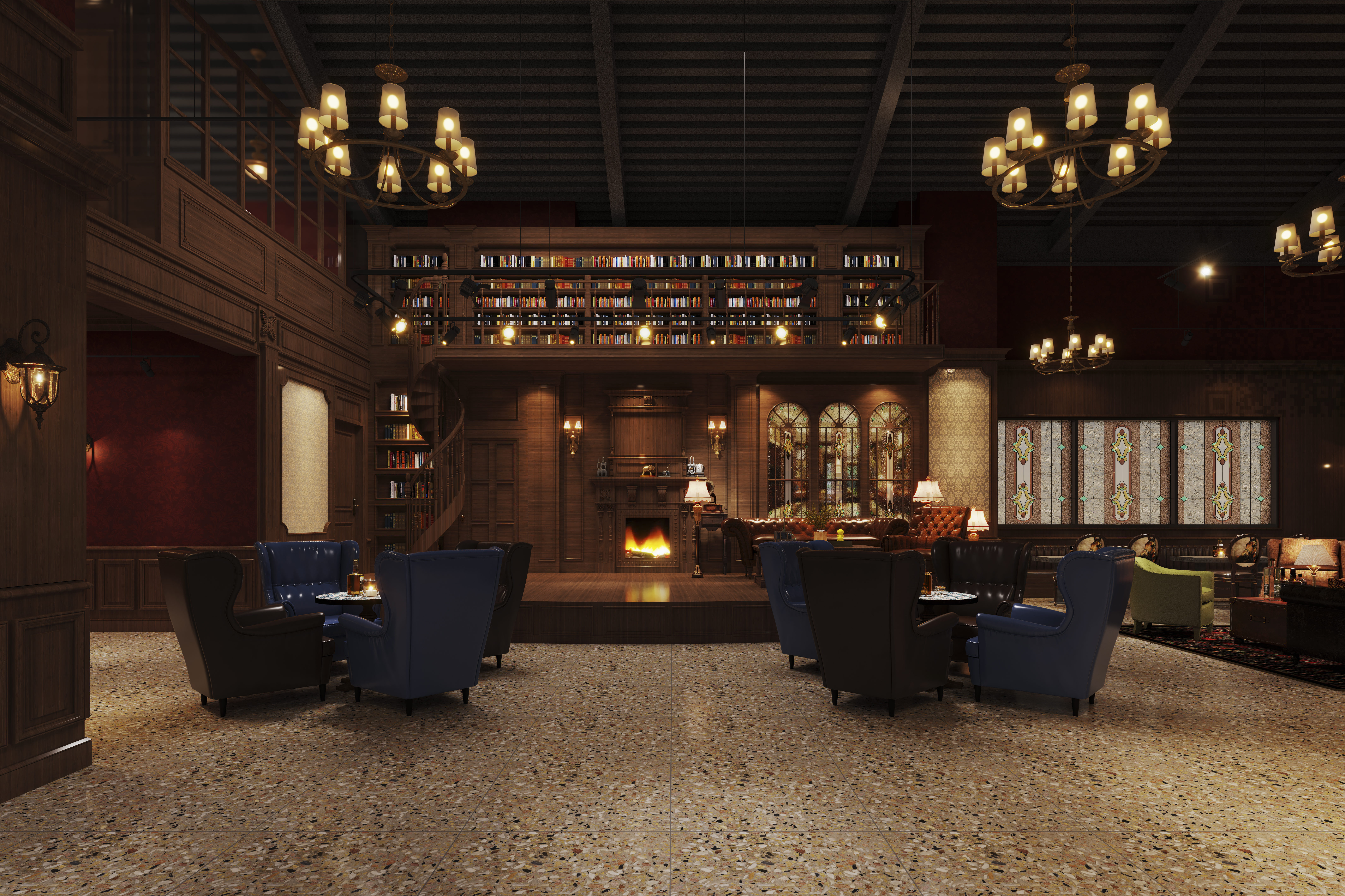 美式复古酒吧 | 高饱和的视觉审视，尽显奢华复古-5