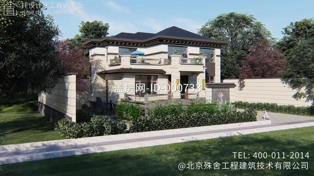 【设计师案例】土建参考造价45万，面宽13.7m×进深10m河南平顶山二层新中式别墅-29