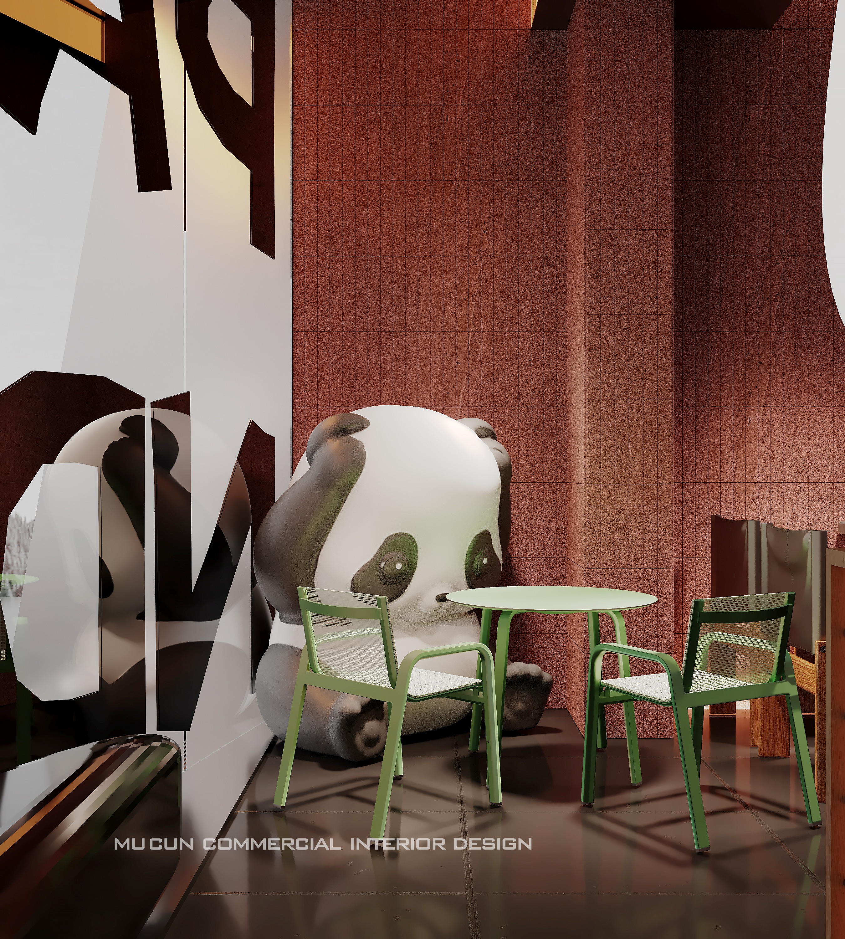 熊猫主题餐厅未来金属质感多种功能交替-4