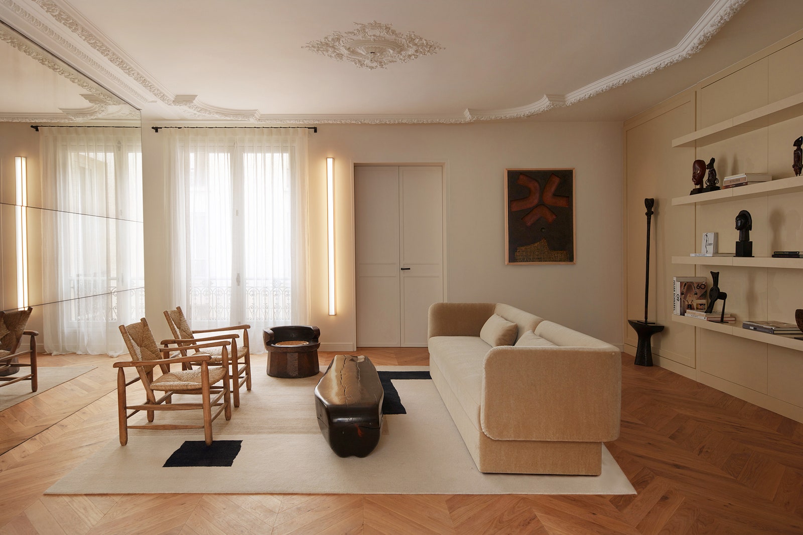 巴黎博物馆旁优雅公寓的混搭设计-1