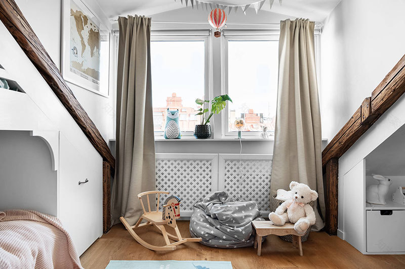 斯德哥尔摩两层公寓,白色调顶层卧室打造宁静空间-19