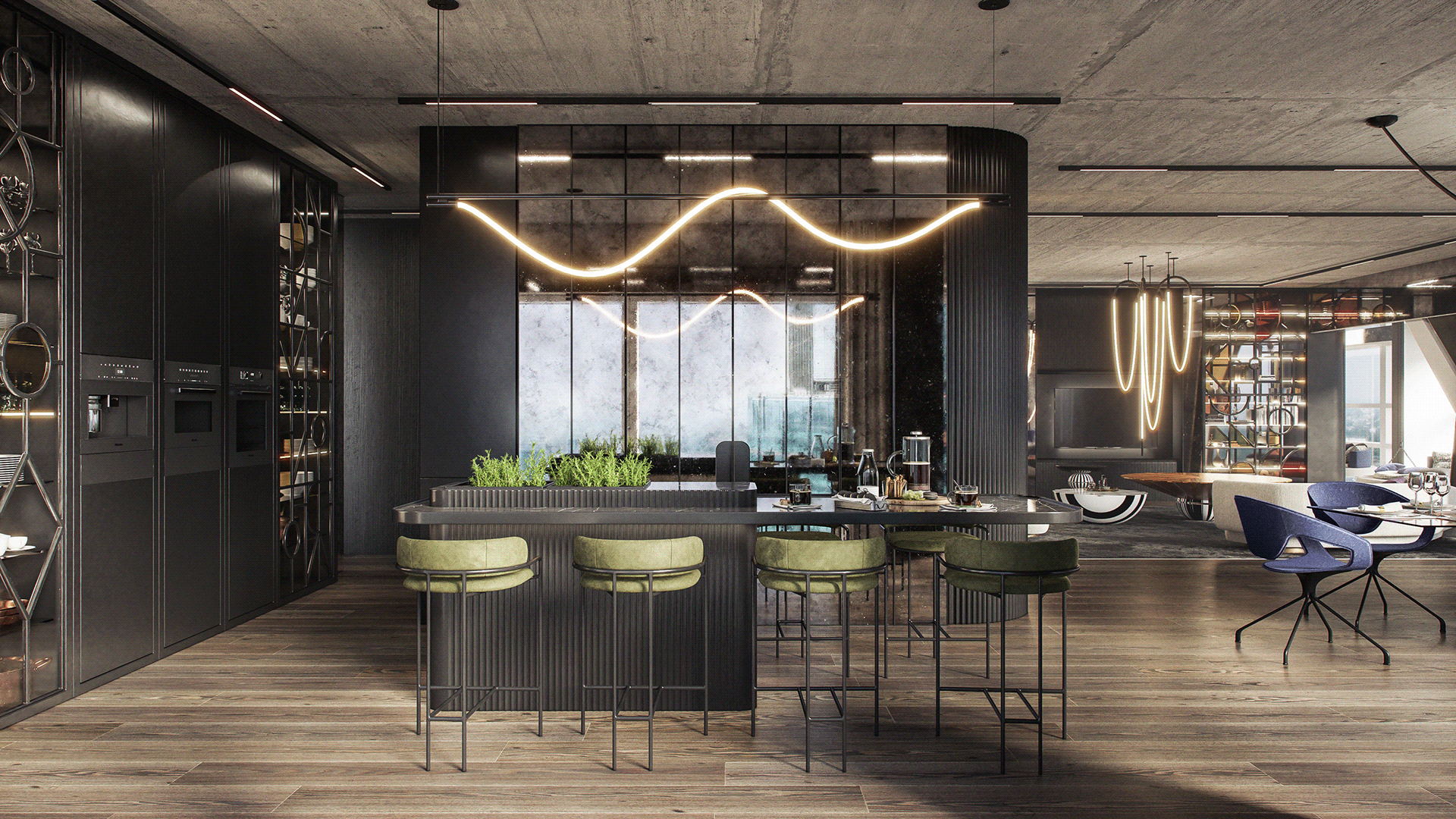 混凝土与原木 打造纯粹而高端的居住空间-2