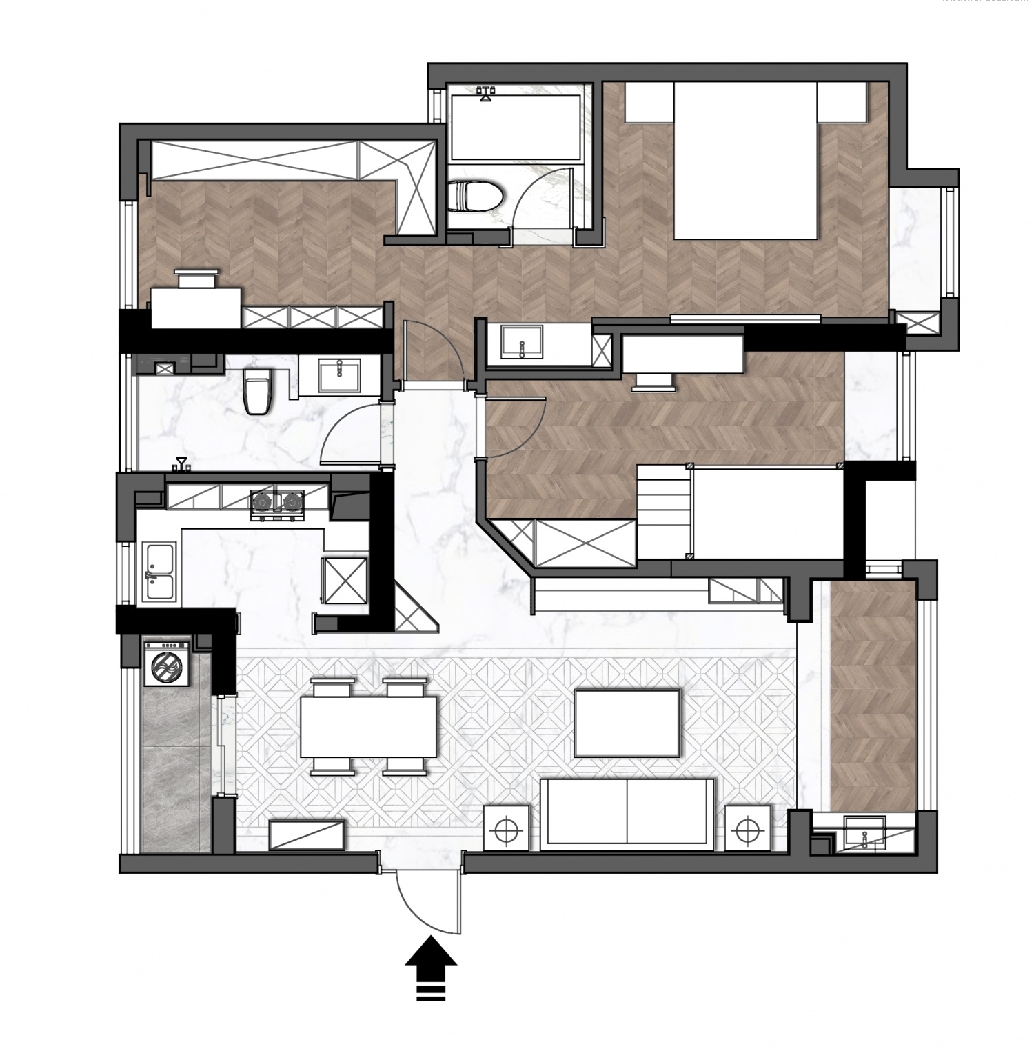 《情书》中的家 | 武汉绿地名邸公馆 130㎡四居室设计-90