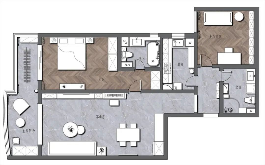 128㎡现代简约风，书房+客餐厅一体化，与时光温柔相处！-16