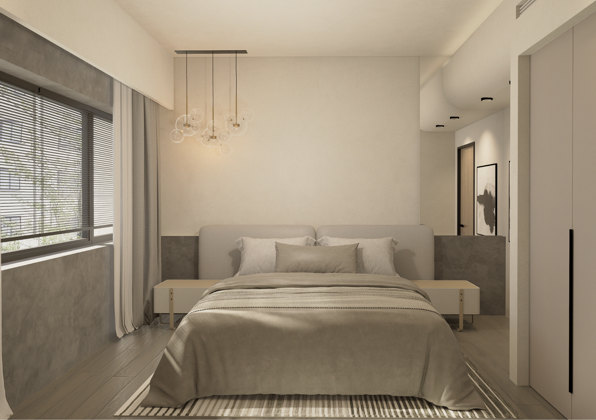 2卧室住宅单元室内设计3D可视化项目-16