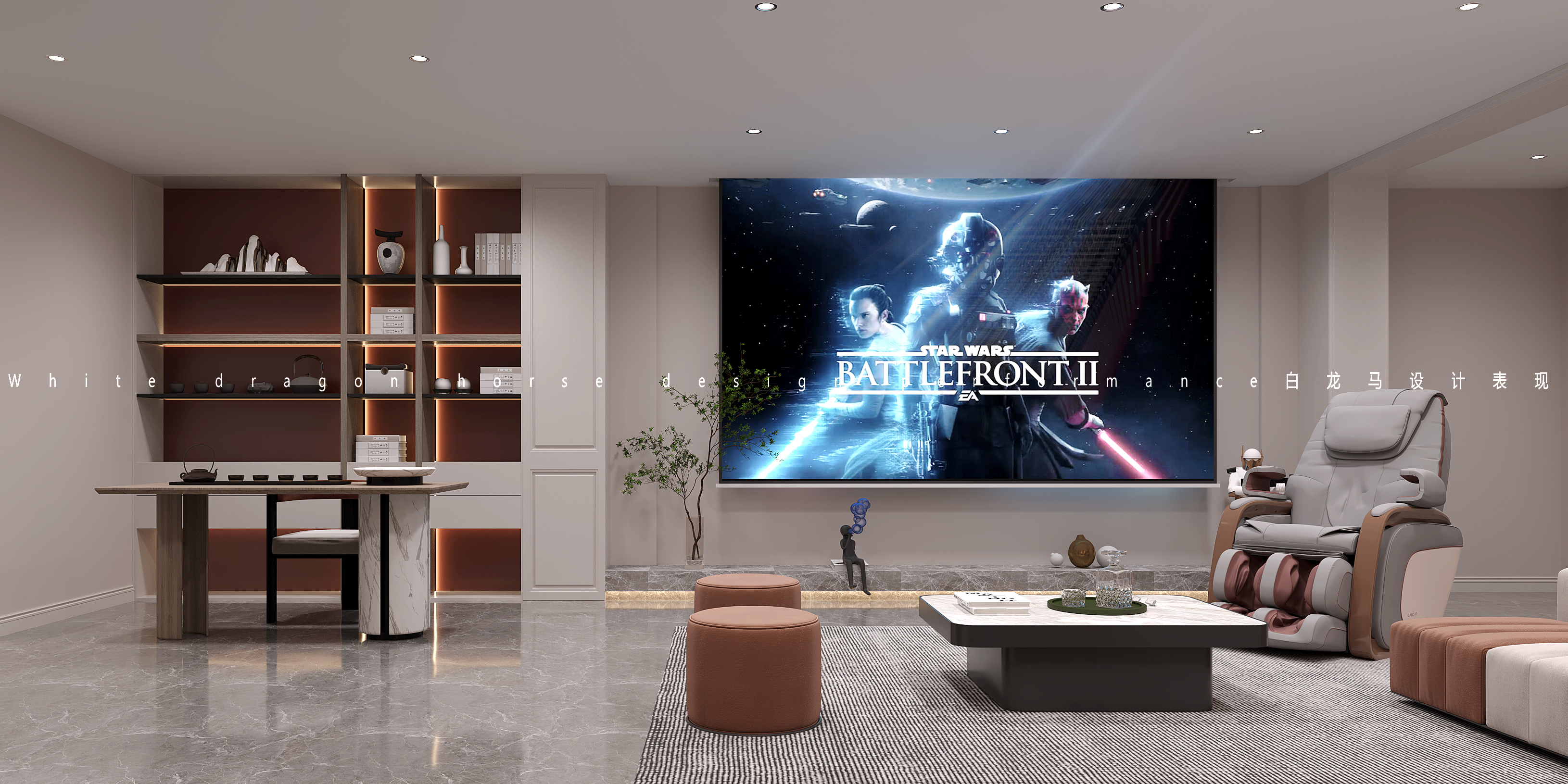 奶油风别墅——白龙马效果图-8