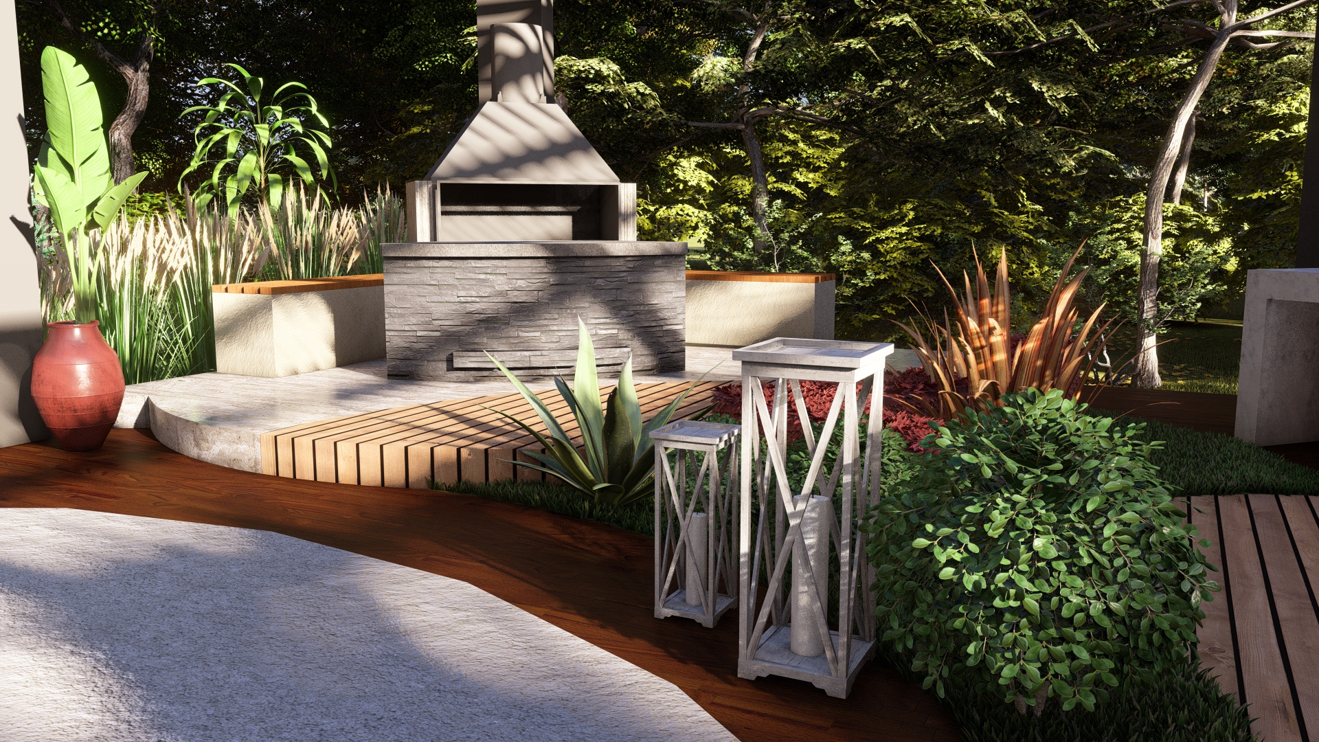 GARDEN DESIGN/ Covered Pool Side Deck-8