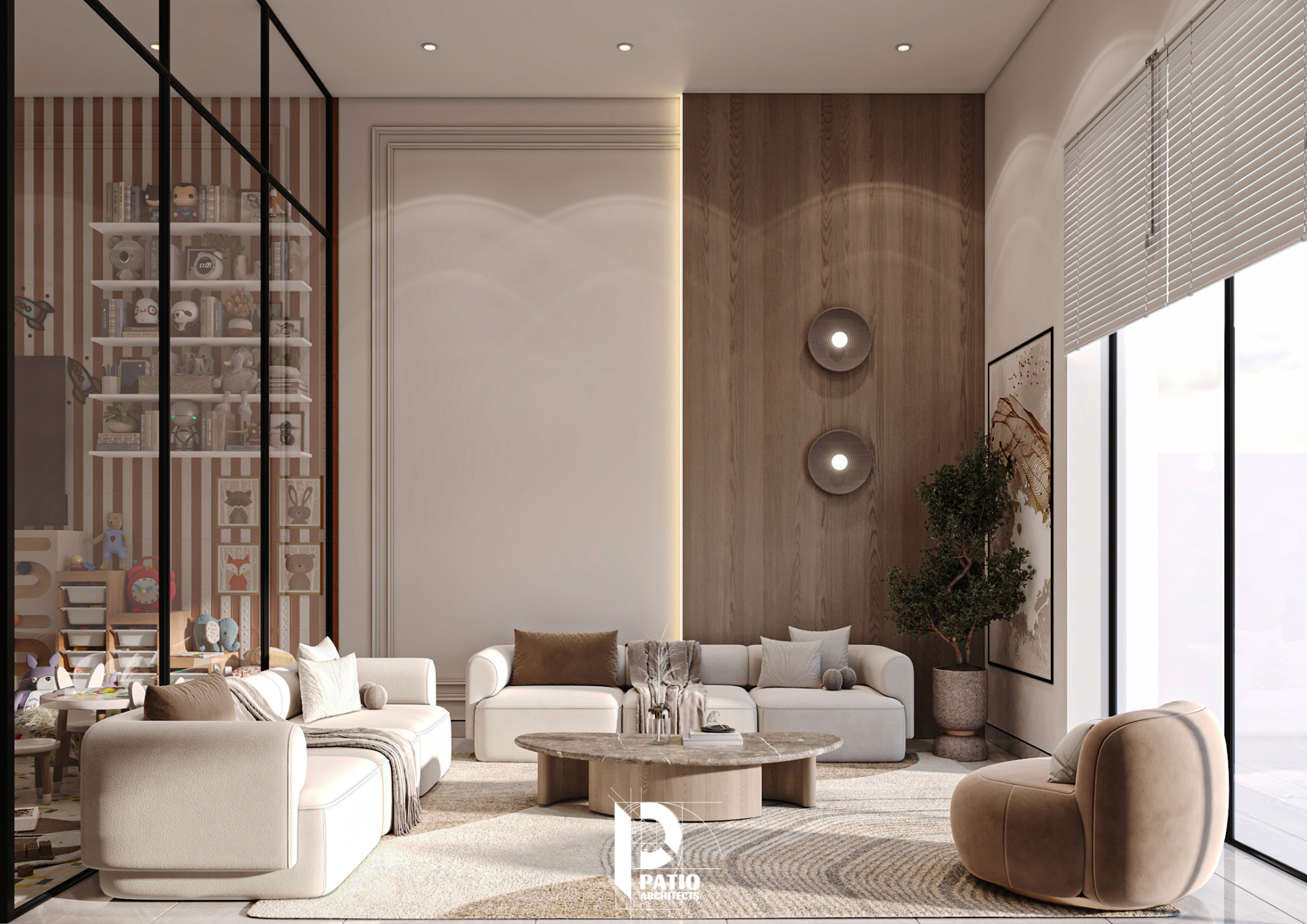 Living Room & Kids Gaming Area Interior Design Concept-5