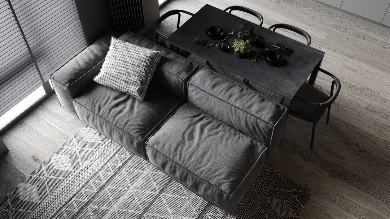 90㎡高级黑色系公寓设计 细节超多-0