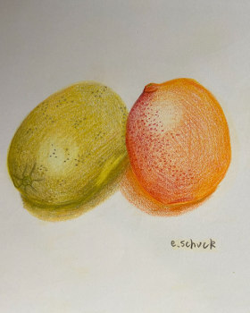 Essais aux Polychromos sur carnet A4...