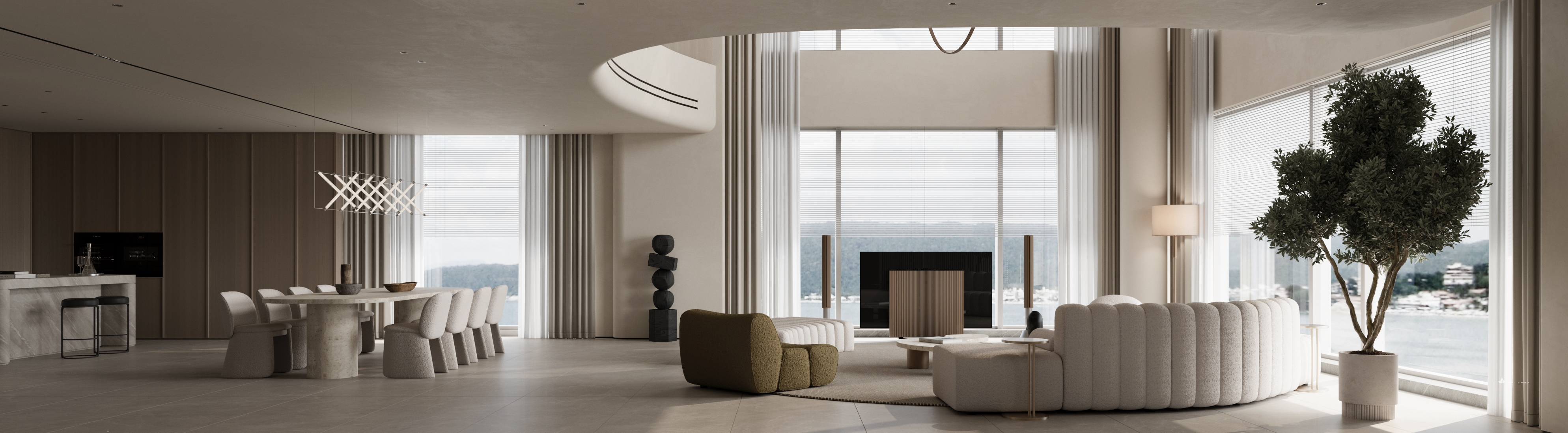 顶流现代挑空别墅-12