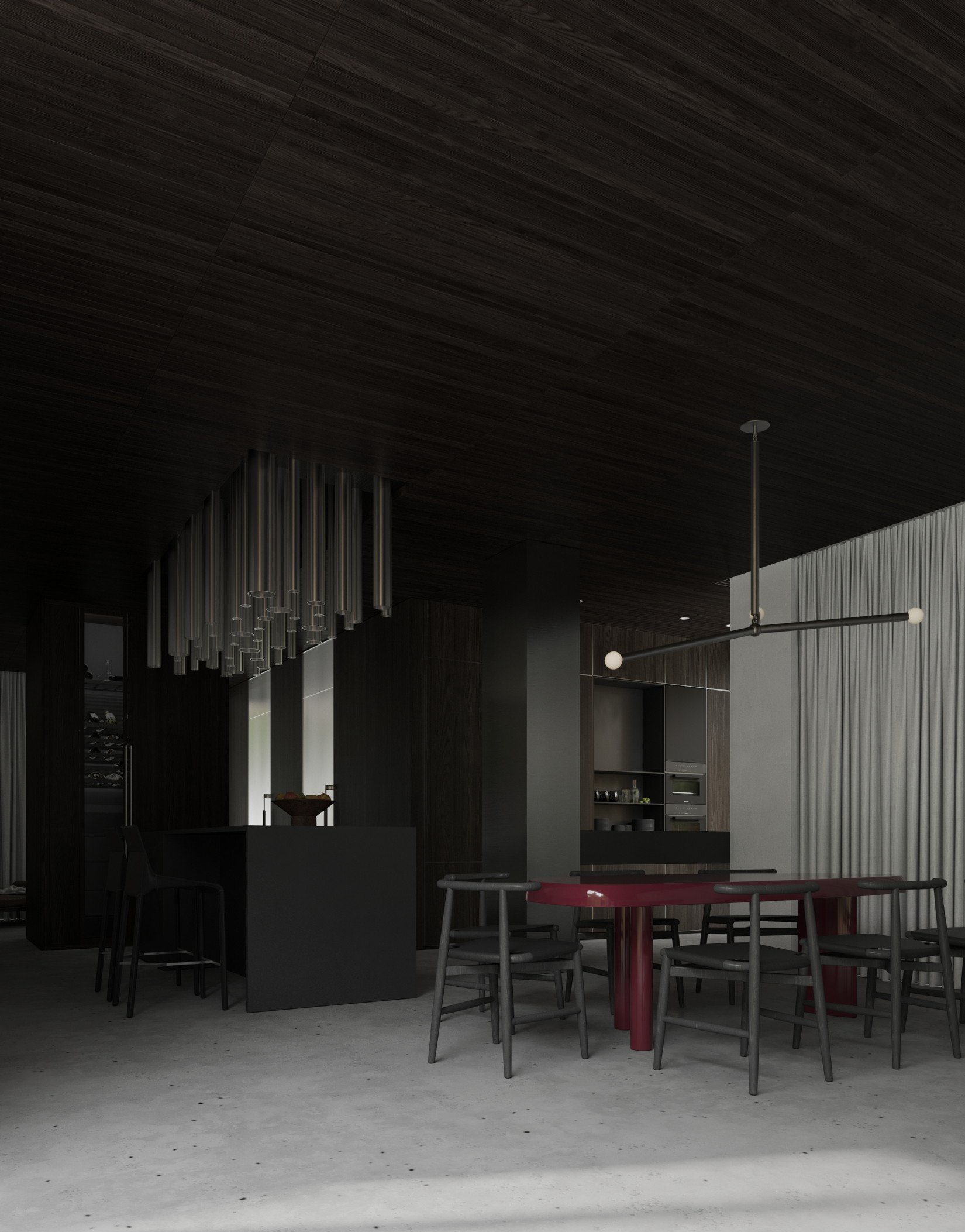 352㎡深色系住宅设计 超有品味的设计-13