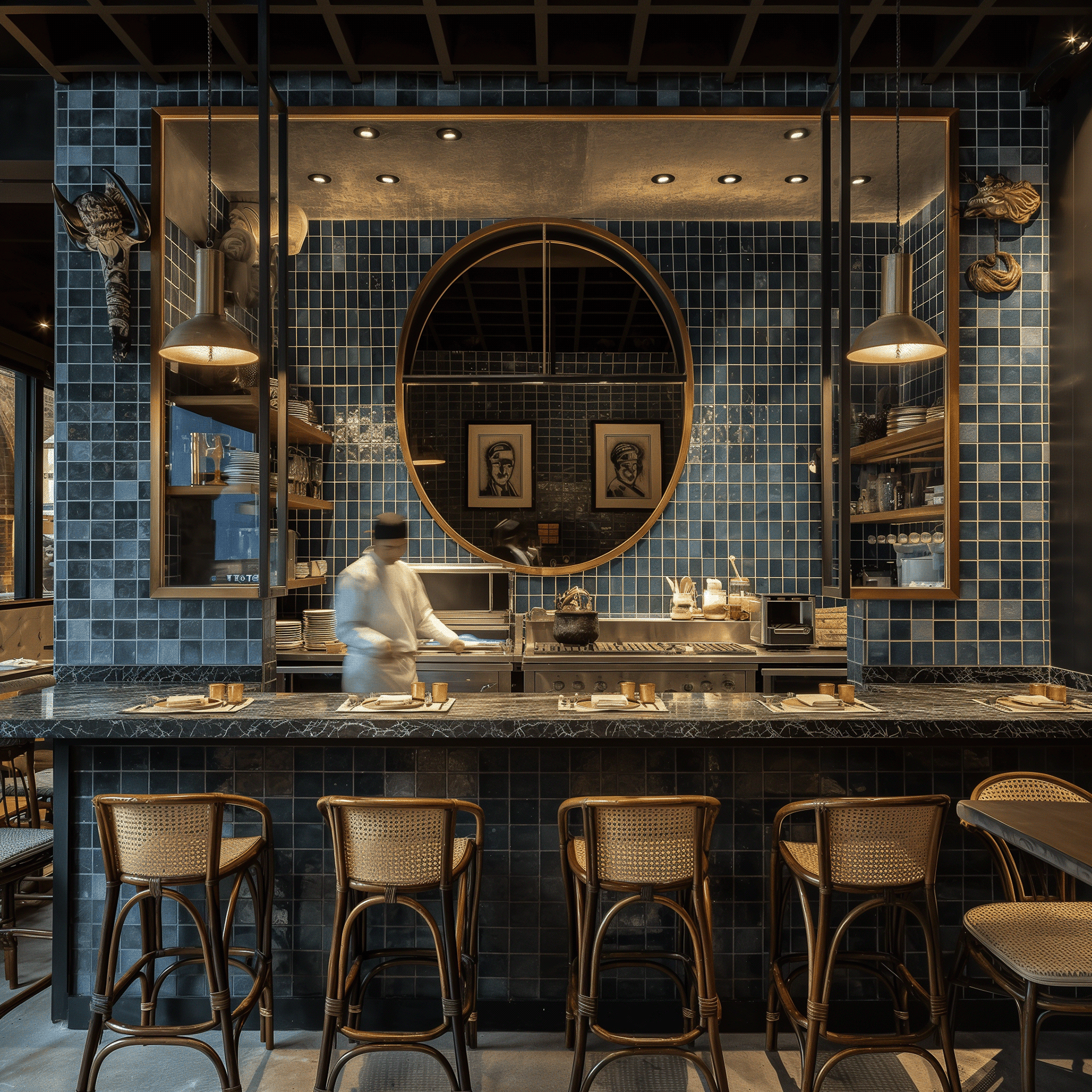 AI 生成意大利和法国美食室内设计-16