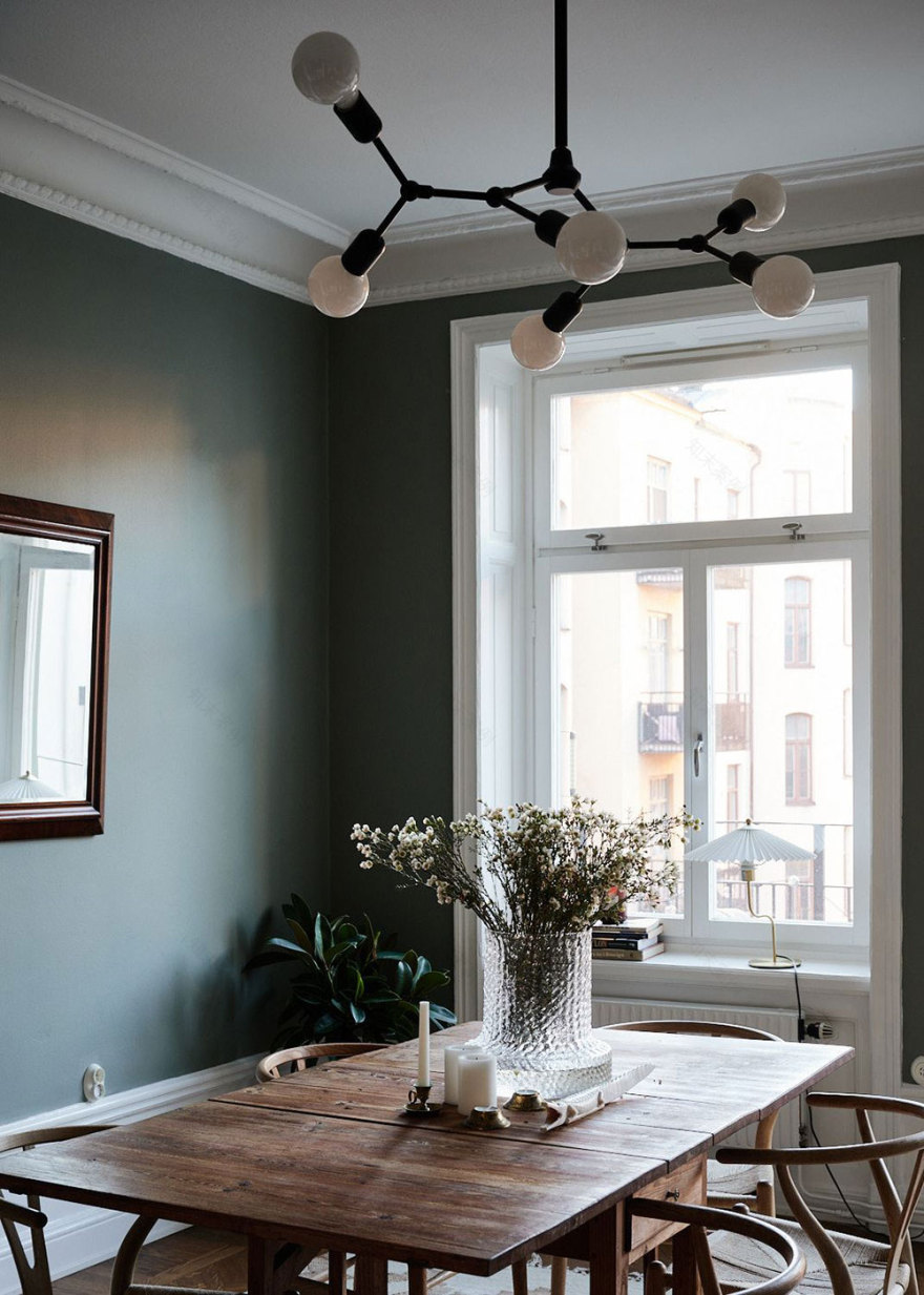 复古绿调斯德哥尔摩公寓设计-8