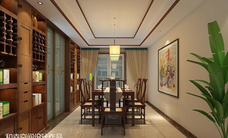 
聊城南苑新城别墅新中式风格装修设计案例 -2